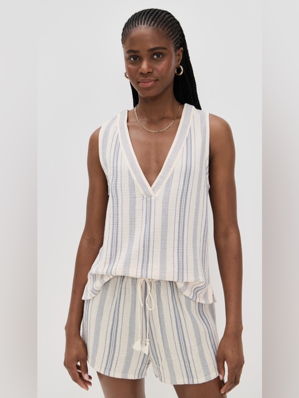 Faherty Dune Cotton Gauze Popover Top